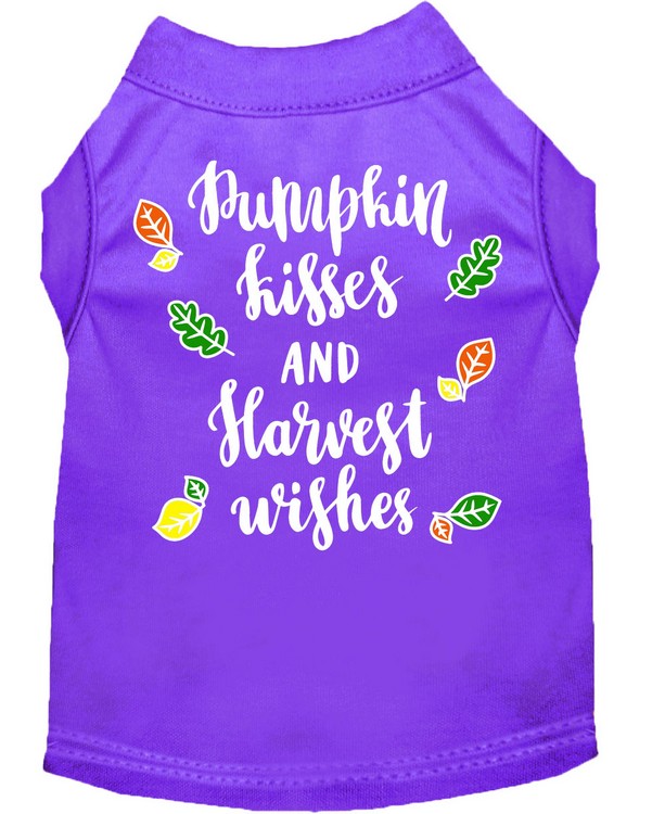 Pumpkin Kisses Screen Print Dog Shirt Purple XS